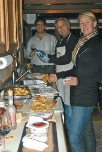 cooks prepping food