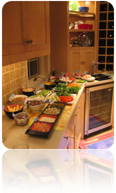 the ingredients table/counter
